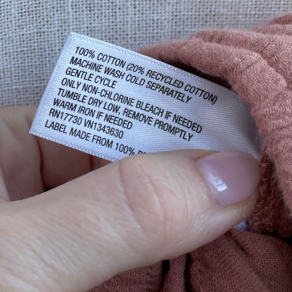 Like New 100% Cotton Relaxed Tie Waist Pants Dusty Rose Brown Large - Picture 8 of 12